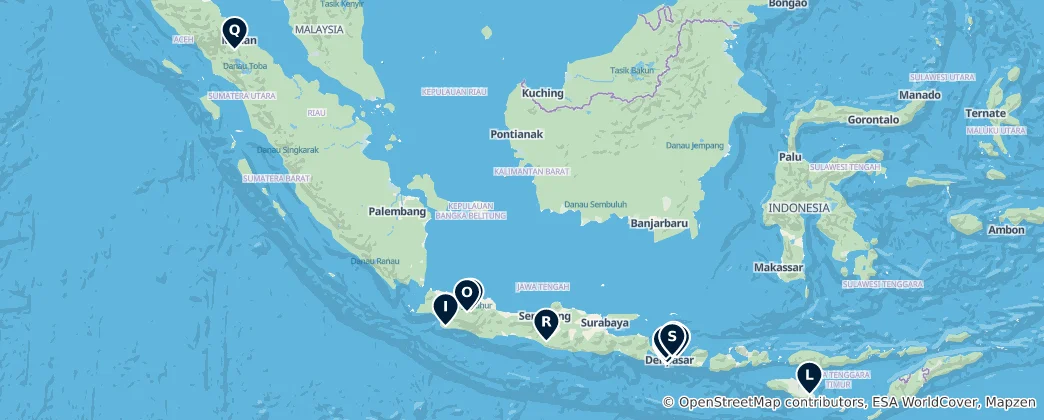 Kaart van Indonesia's Natural Wonders