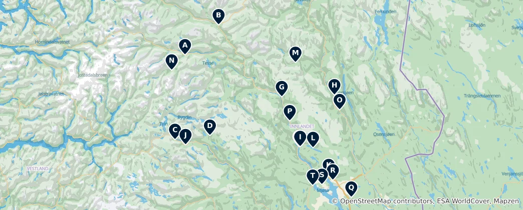 Mapa Historic Norwegian Churches