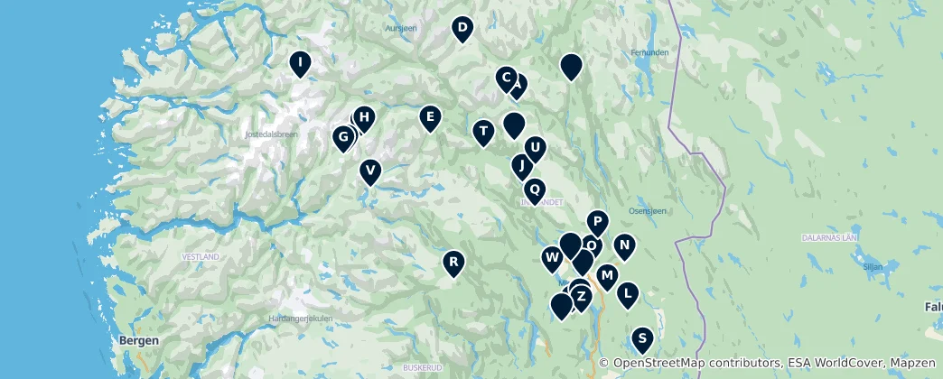 Mapa Scenic Viewpoints and Rest Stops