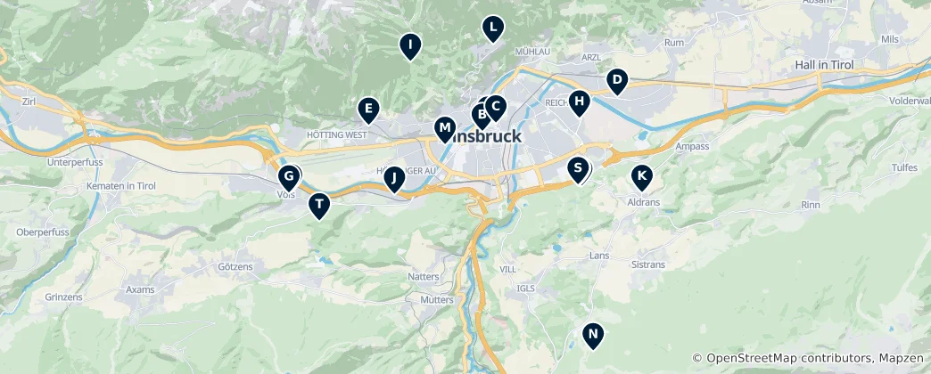 Map of Innsbruck's Sacred Sites