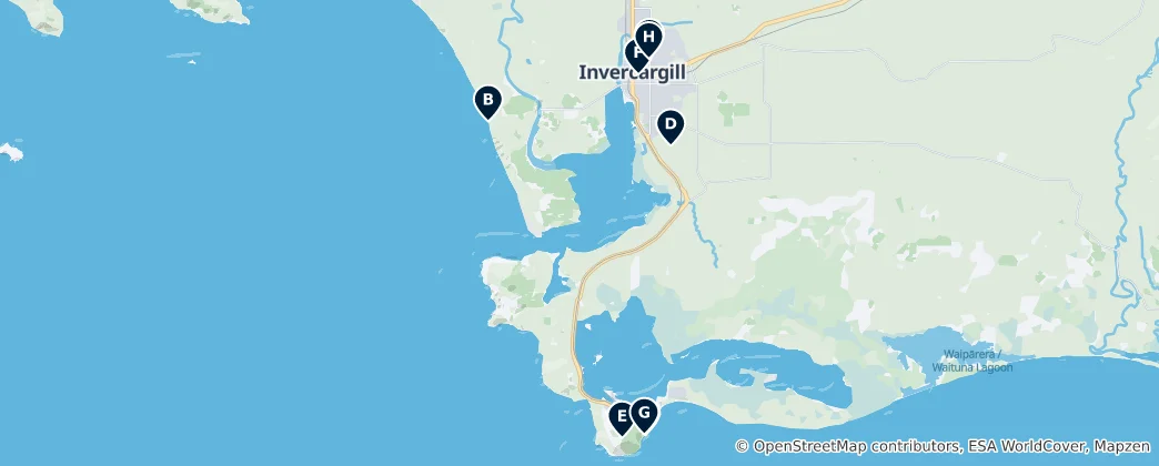 Mapa Invercargill City Essentials