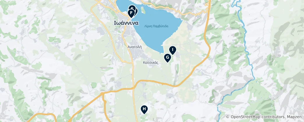Map of Historic Sites in Ioannina