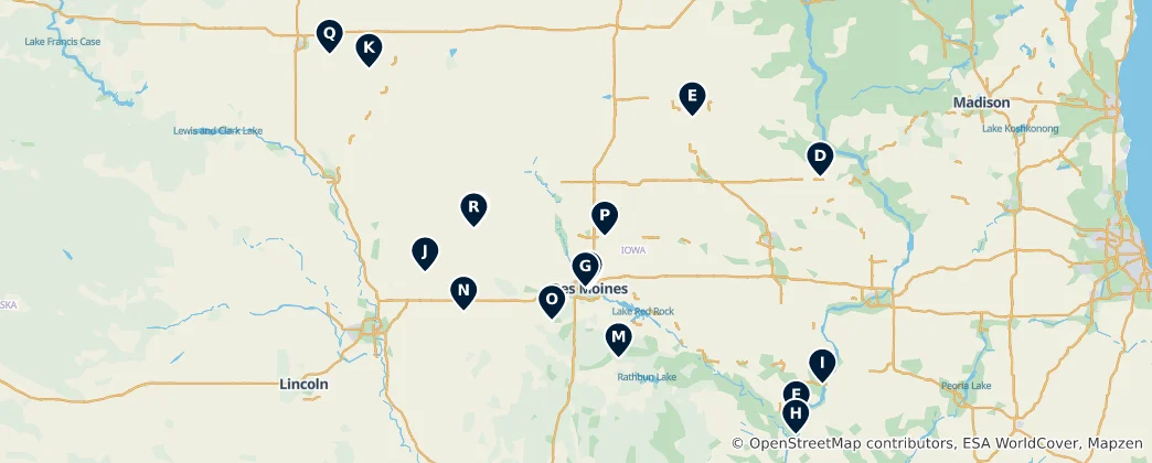 Map of Iowa's Christian Heritage Sites