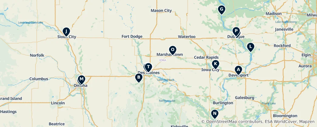 Karte von Iowa's Historical & Heritage Trail