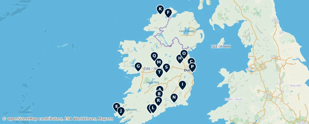 Map of Castles and Fortifications of Ireland
