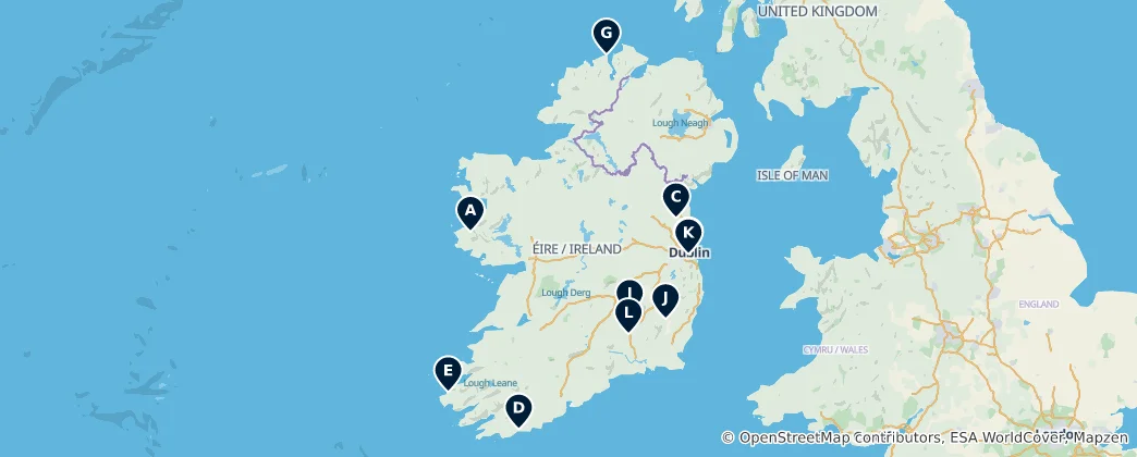 Map of Editor's Choice: Ireland's Treasures