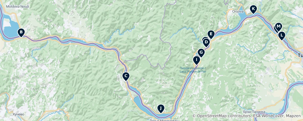 Mapa de Iron Gates Natural Park Essentials