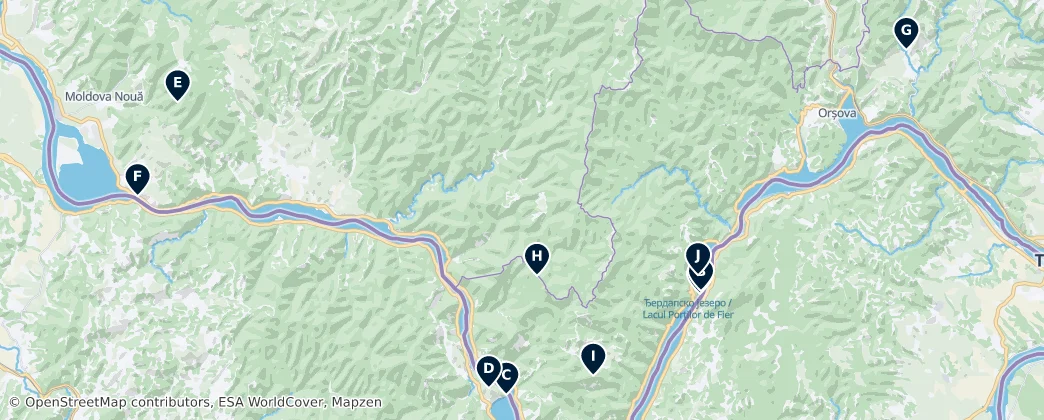 Map of Natural Wonders of the Danube
