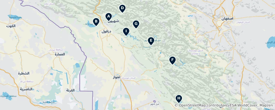 Mapa Scenic Dams and Waterfalls