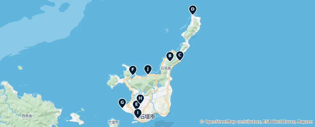 Map of Editor's Choice: Ishigaki Highlights