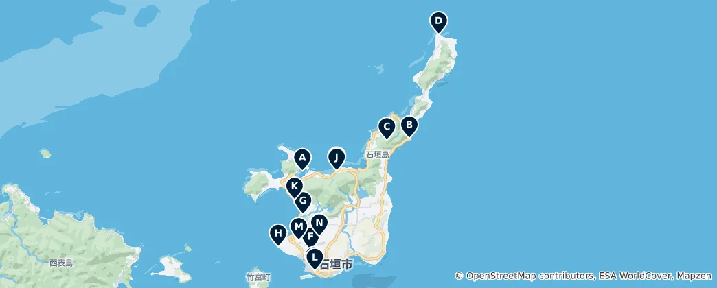 Mapa de Ishigaki Island Must-Sees