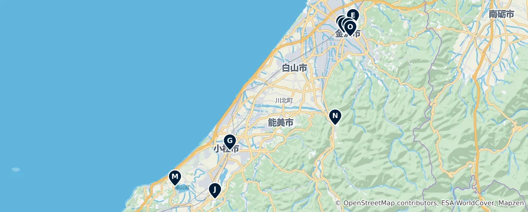 Mapa Kanazawa Museums & Galleries