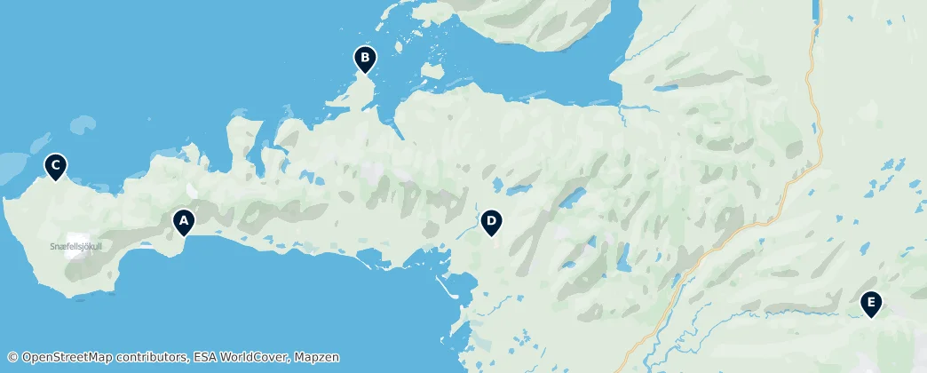 Iconic Churches of West Iceland – Mapa