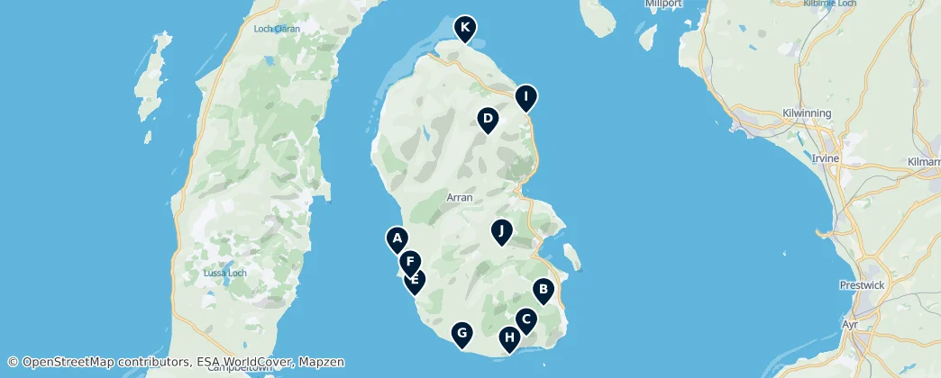 Map of Arran's Natural Wonders