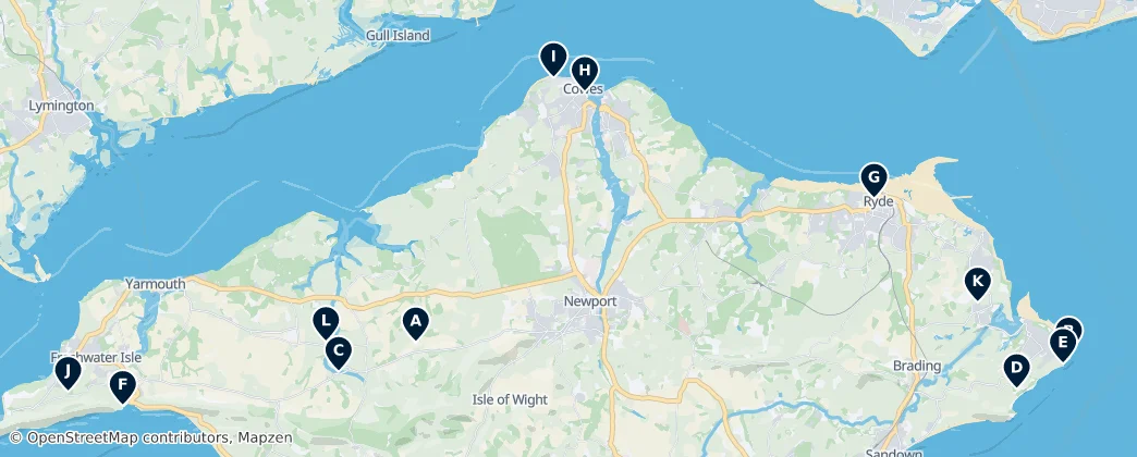 Map of Stays on the Isle of Wight