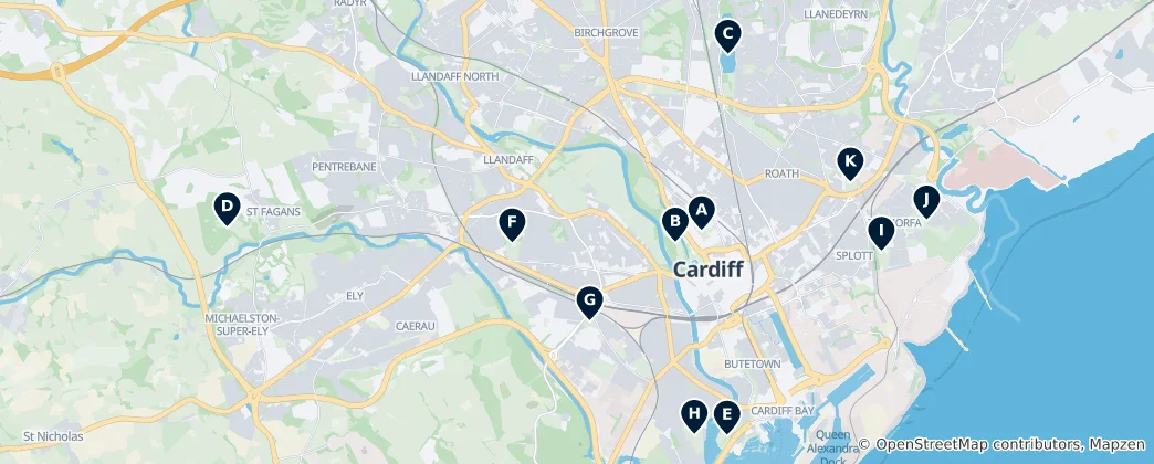 Mapa De Cardiff Parks and Nature