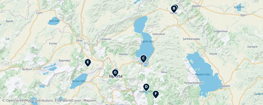 Isparta Essentials — Mapa