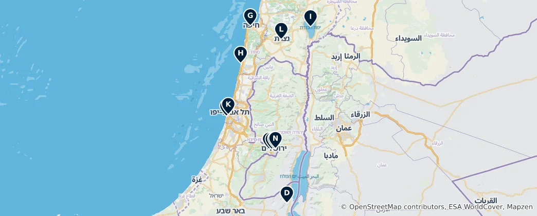 Mappa di Israel's Unmissable Landmarks