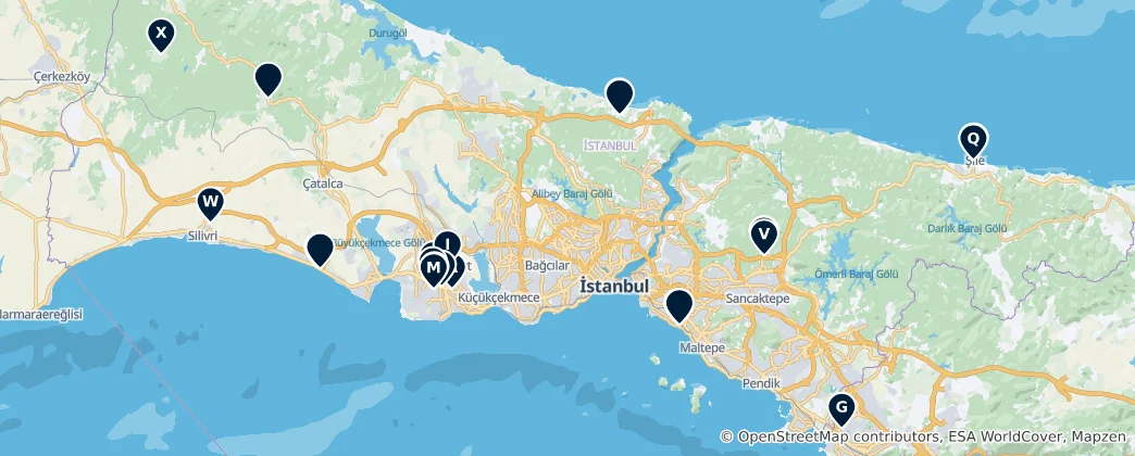 Mapa Istanbul Markets and Shopping