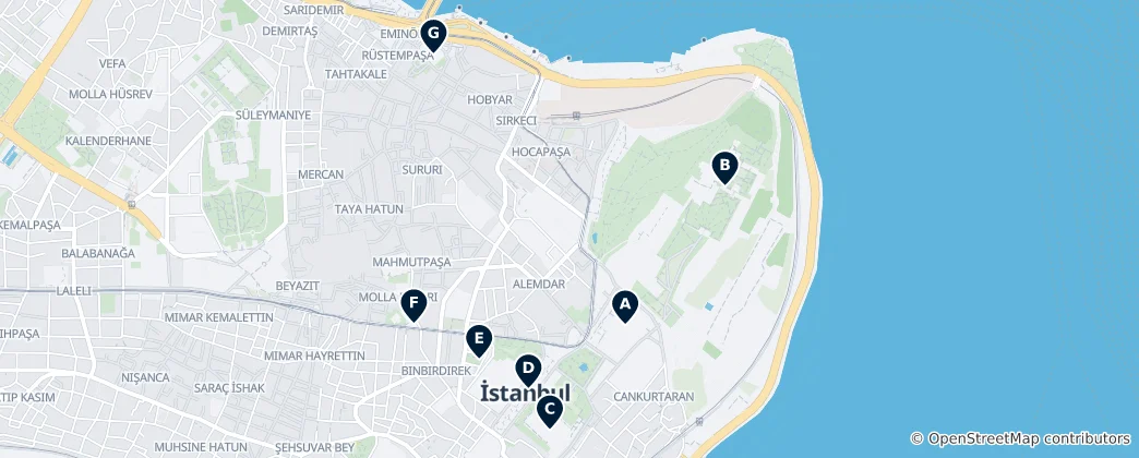 Mapa Istanbul's Historical Treasures