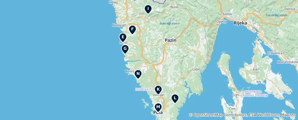 Карта Istria Cultural Highlights