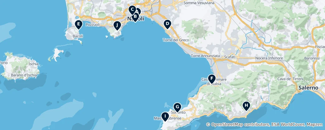 Mapa Naples' Historic Castles