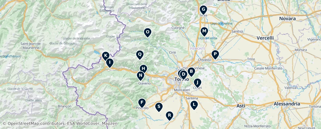 Piedmont's Sacred Sites — Mapa