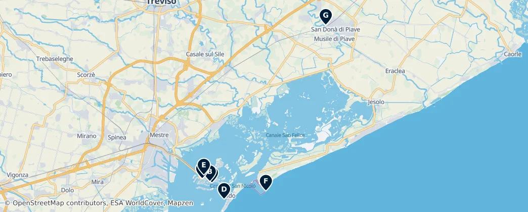 Mapa Venice Province Parks and Viewpoints