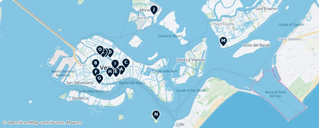 Mapa Venice's Art & History Treasures