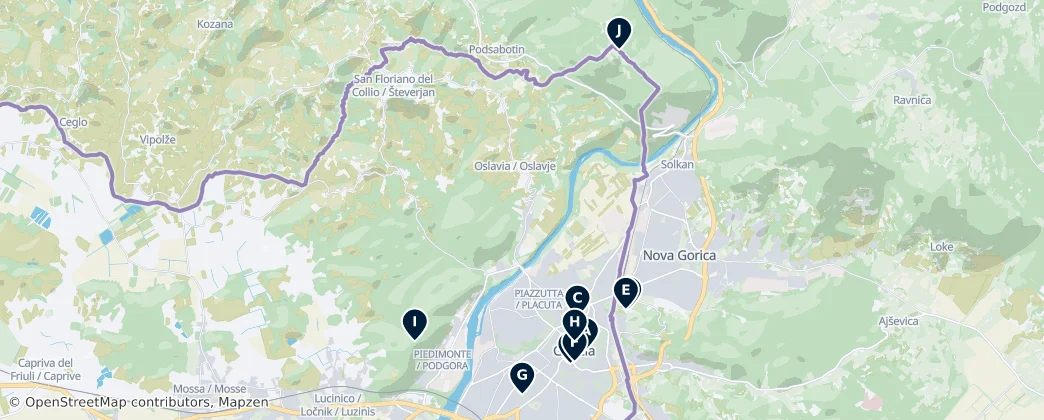 Mapa Gorizia's Unmissable Treasures