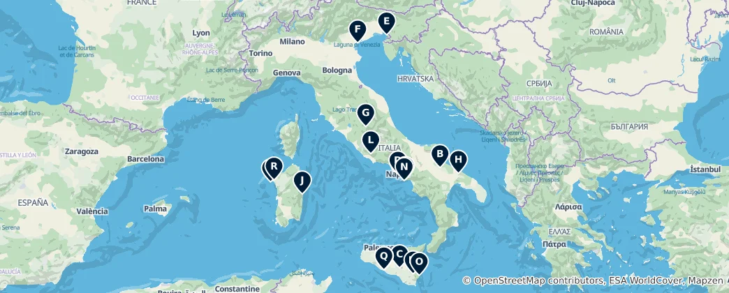 Map of Hidden Gems of Italy