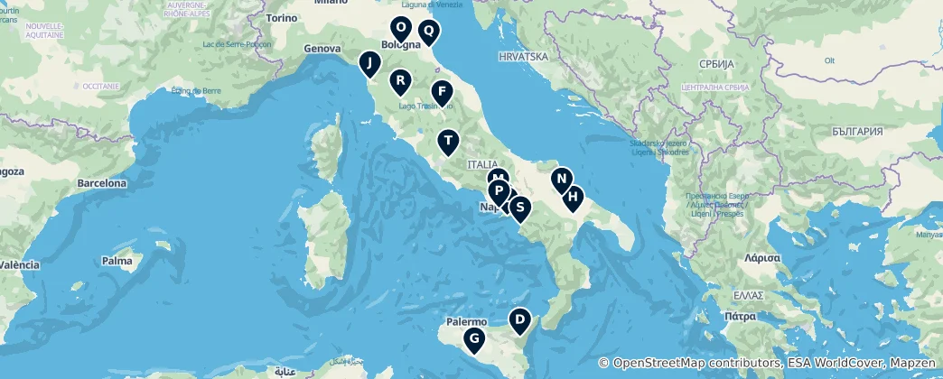 Map of Italy's UNESCO World Heritage