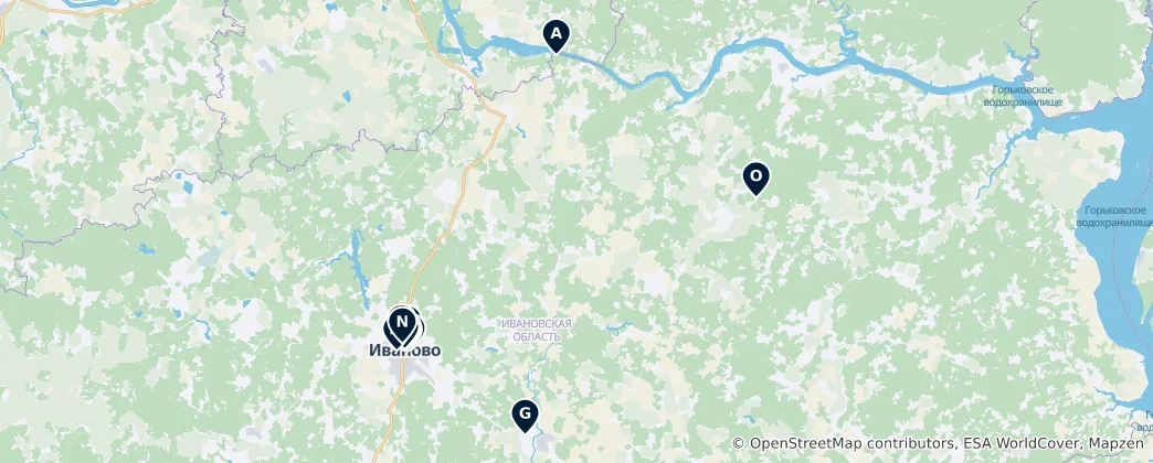 Mappa di Ivanovo Oblast Essentials