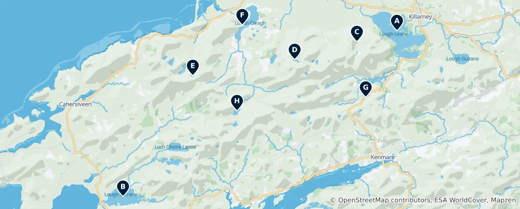Mapa Kerry's Scenic Lakes