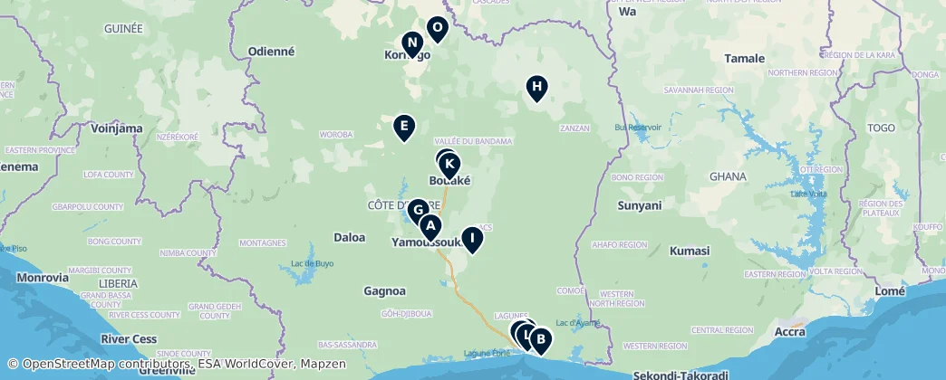 Côte d'Ivoire's Unmissable Icons — Map