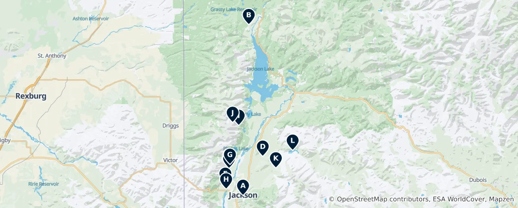 Map of Outdoor Recreation in Jackson Hole