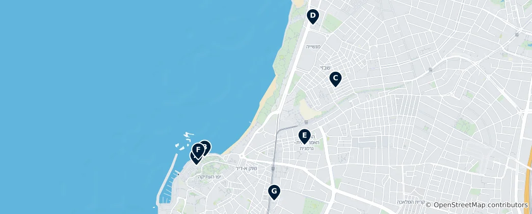Mappa di Religious Sites in Jaffa & Tel Aviv