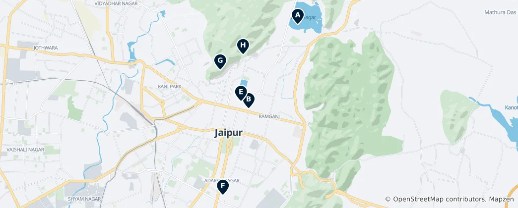 Map of Jaipur Palaces and Forts