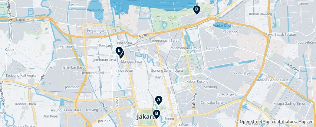 Map of Jakarta's Iconic Worship Sites