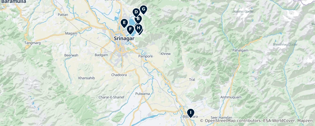 Mapa De Srinagar's Garden Gems
