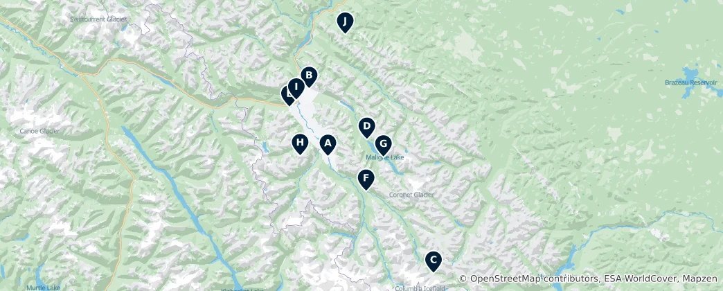 Map of Jasper National Park's Absolute Essentials