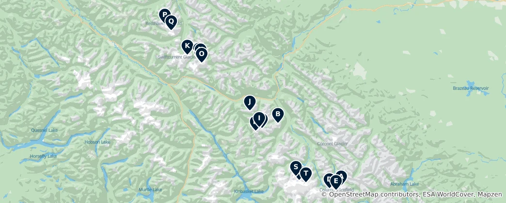 Mapa de Majestic Glaciers and Icefields
