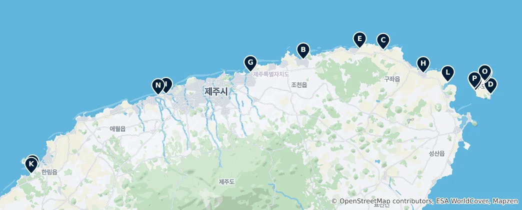 Mappa di Jeju's Best Beaches