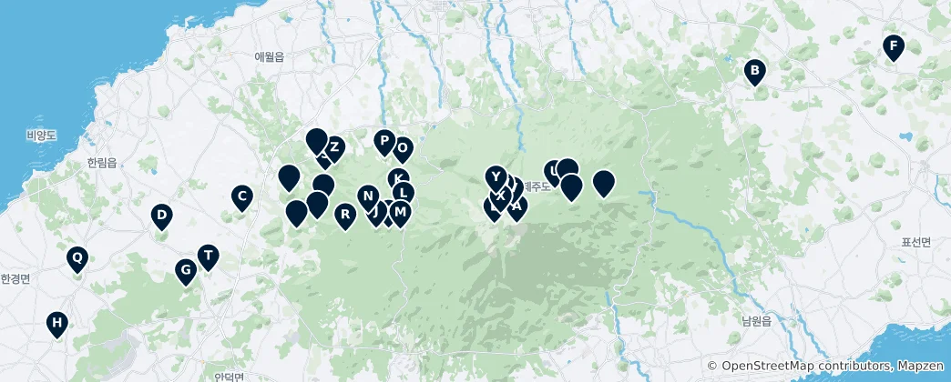 Map of Jeju's Peaks and Viewpoints