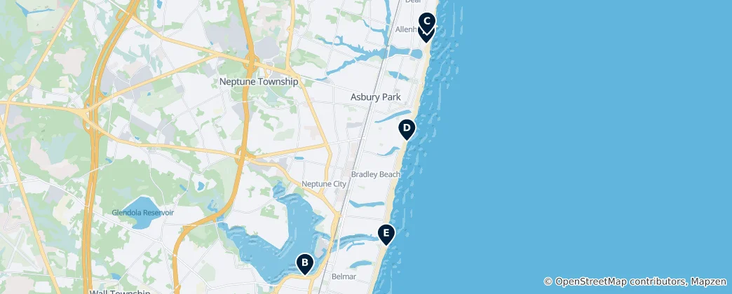 Carte de Coastal Beaches and Piers