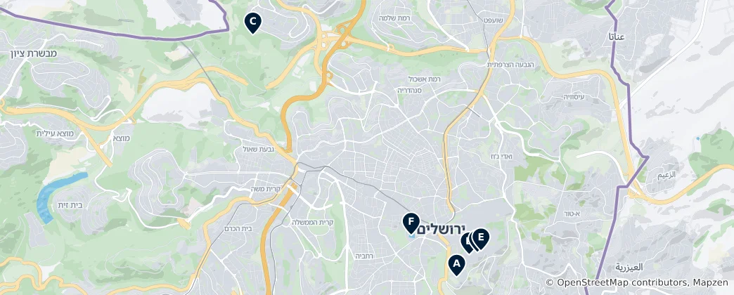 Map of Hidden Gems of Jerusalem