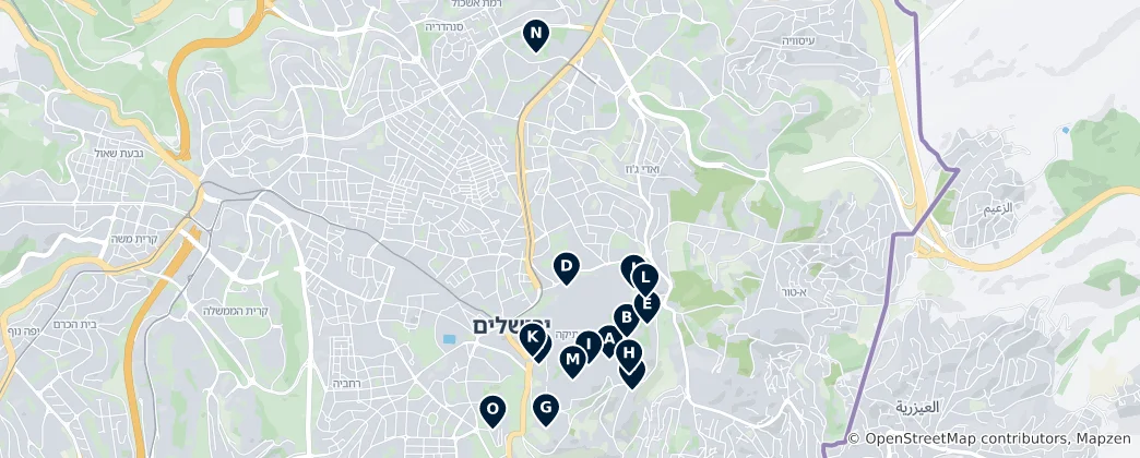 Mapa de Jerusalem's Historical Treasures