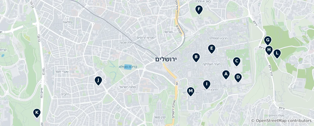 Mapa de Jerusalem's Sacred Sites