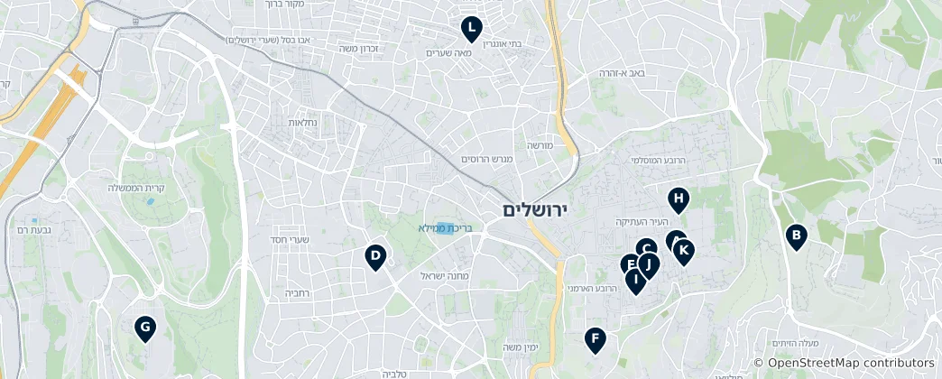 Mapa Jewish Heritage Sites in Jerusalem