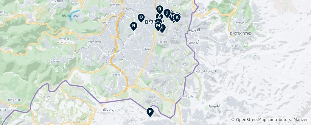 Mappa di Sacred Sites of Jerusalem